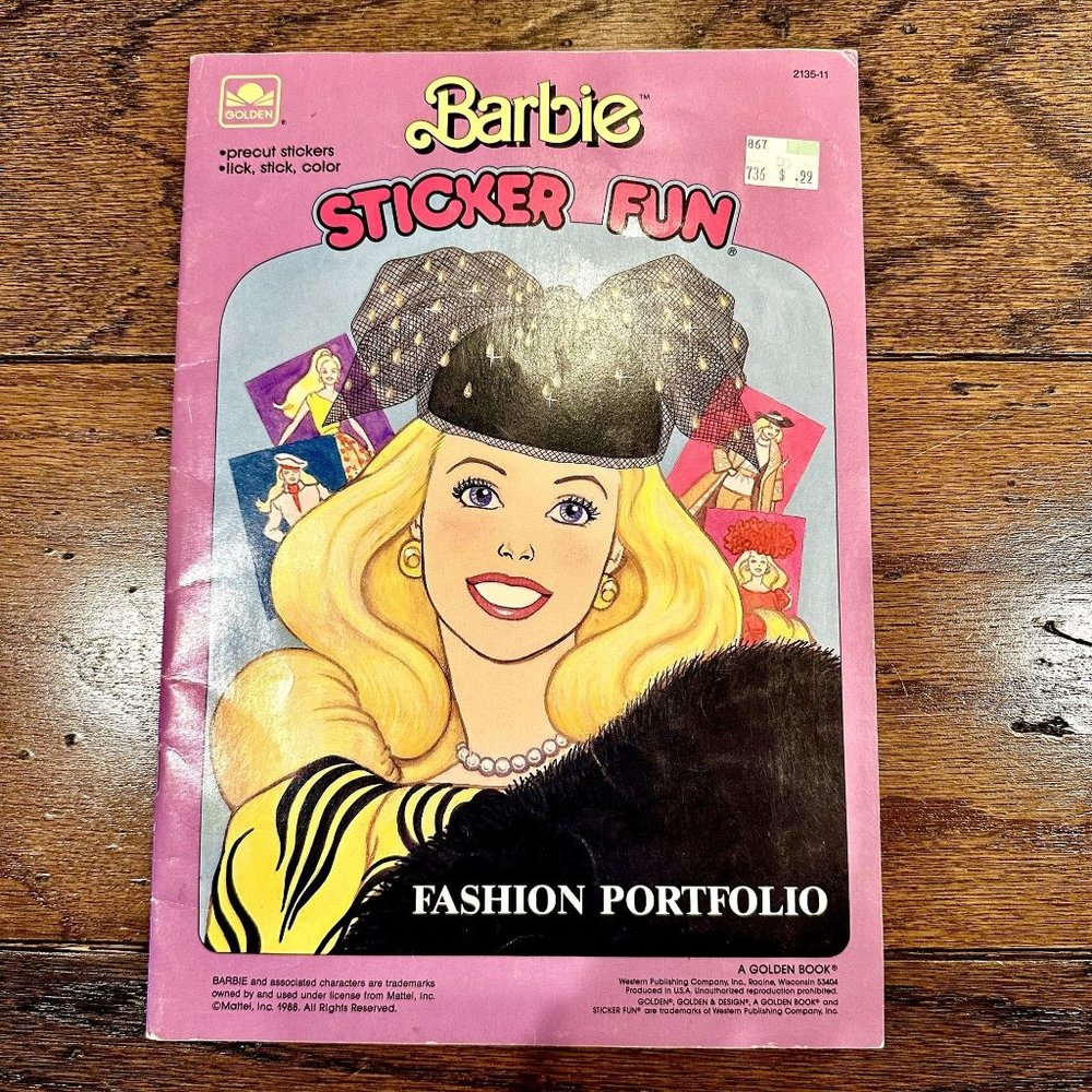 New 80's Vintage Barbie Sticker Fun Fashion Portfolio by Golden Book